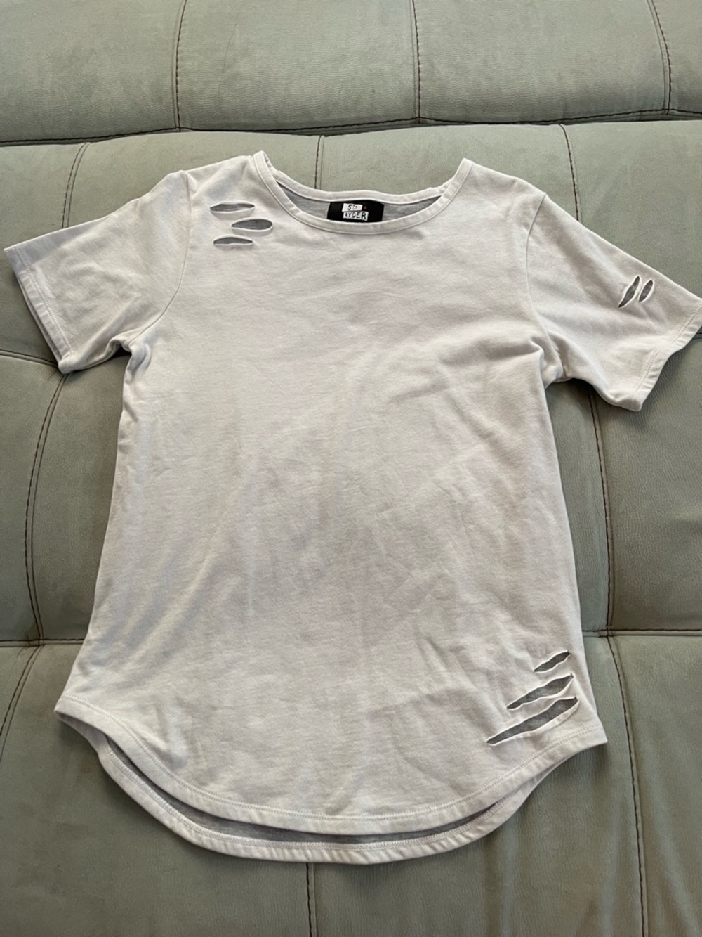 Kids Distressed Short-Sleeve Tee in White